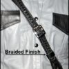 Mr. S Leather Sam Browne Smooth Black Silver 52"