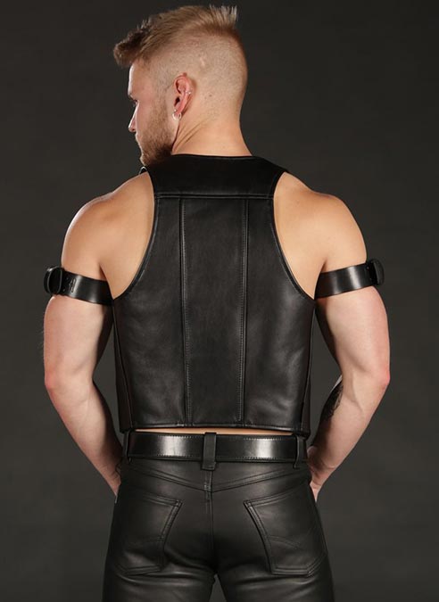 Men's Leather Sale CUTAWAY Berlin bar vest Open Front fetish Gay diamond  Stitch