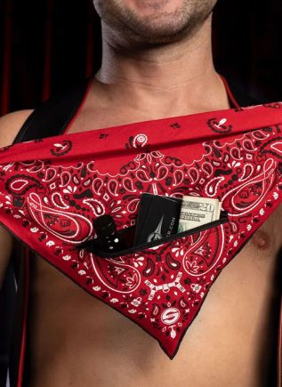 Mr. S Neck Hanky with Zipper Pocket Red