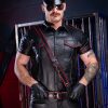 Mr. S Leather Piped Uniform Shirt Red Large