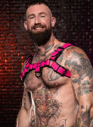 Mr. S Leather Dark Room Bulldog Harness Pink