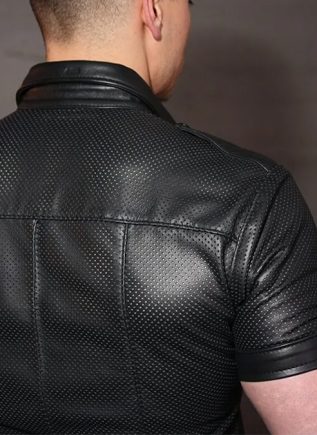 Mr. S Leather Perforated Uniform Shirt