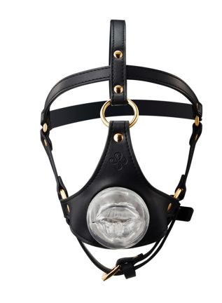 Head Harness With Masturbator Mouth Gag